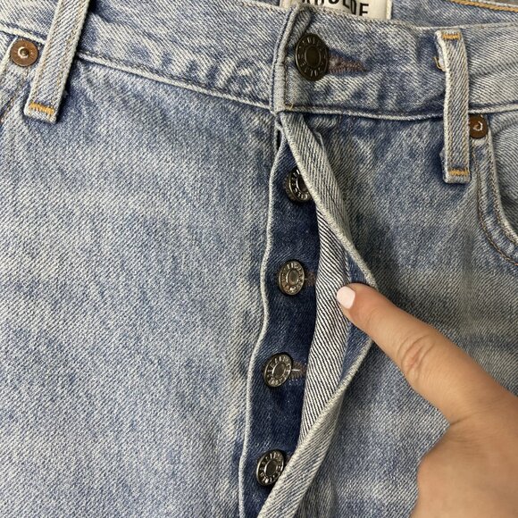 Agolde Jeans Womens 29 Blue High Rise Straight Leg Distressed Denim Made USA - Picture 6 of 9